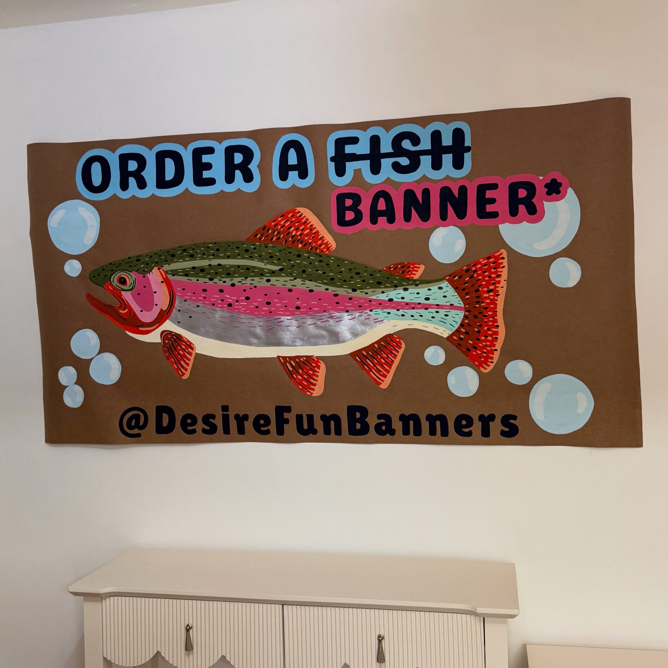 order a banner! Painted rainbow trout fish